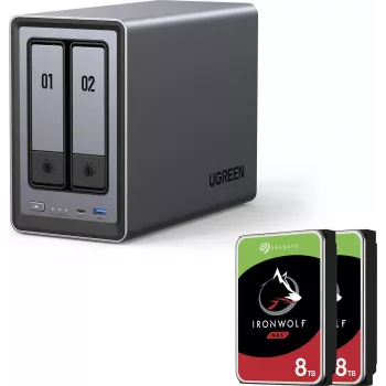 UGREEN NASync DXP2800 2-Bay NAS so 16 TB (2x 8 TB Seagate IronWolf) Intel N100 8 GB DDR5