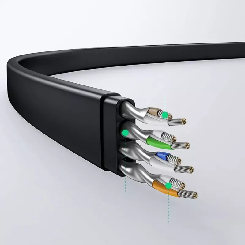 UGREEN NW102 Cat6 plochý ethernetový sieťový kábel 8m - čierny