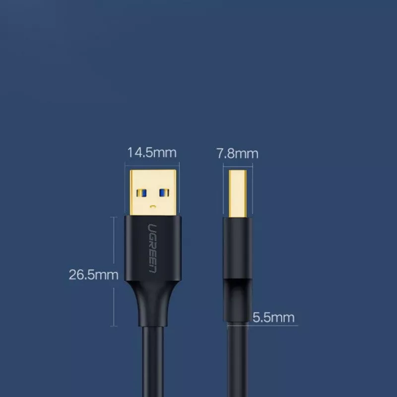 UGREEN US128 USB 3.0 A-konektor samec na A-konektor samec kábel 2m čierny