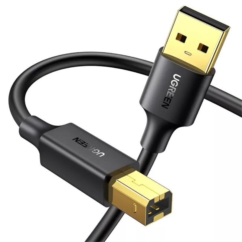 UGREEN US135 USB 2.0 A-B kábel, pozlátený, 2m, čierny