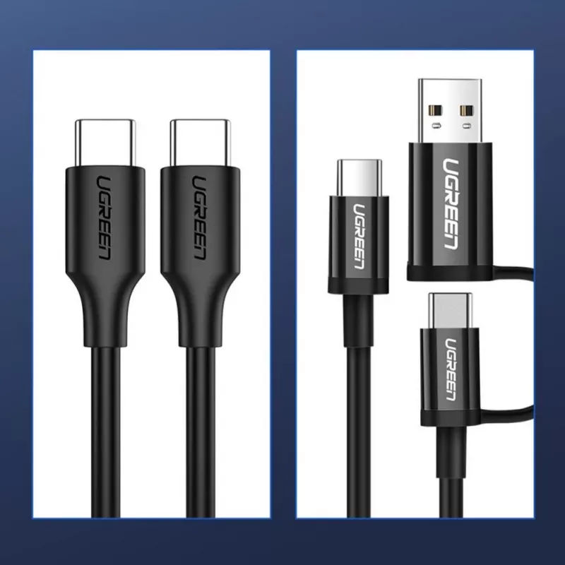 UGREEN US286 USB-C na USB-C kábel 1 m čierny - PD QC 3A 480Mbps