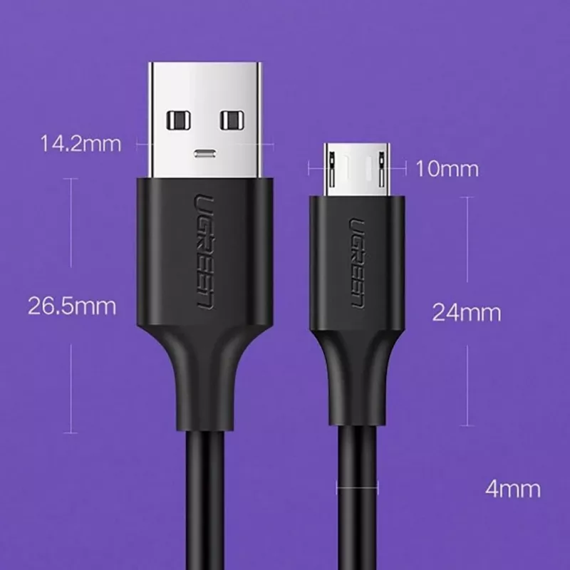 UGREEN US289 Micro USB / USB-A kábel 0,25m - čierny
