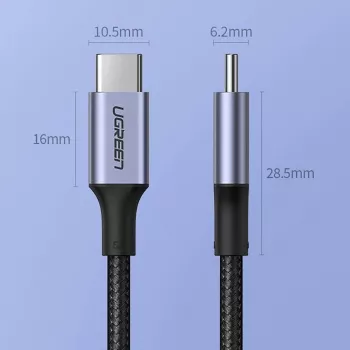 UGREEN US316 USB-C na USB-C kábel 100W 5A 480Mbps 1,5m sivý