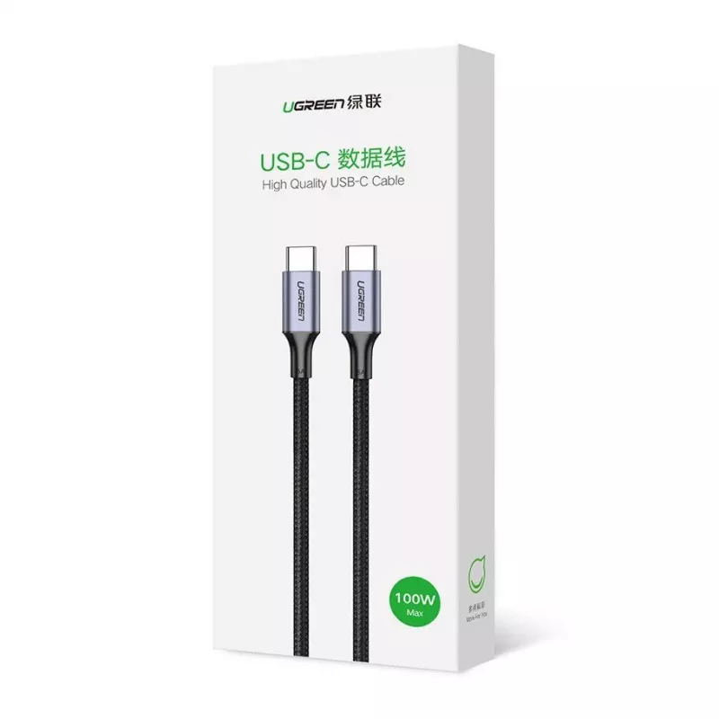 UGREEN US316 USB-C na USB-C kábel 100W 5A 480Mbps 1m čierny