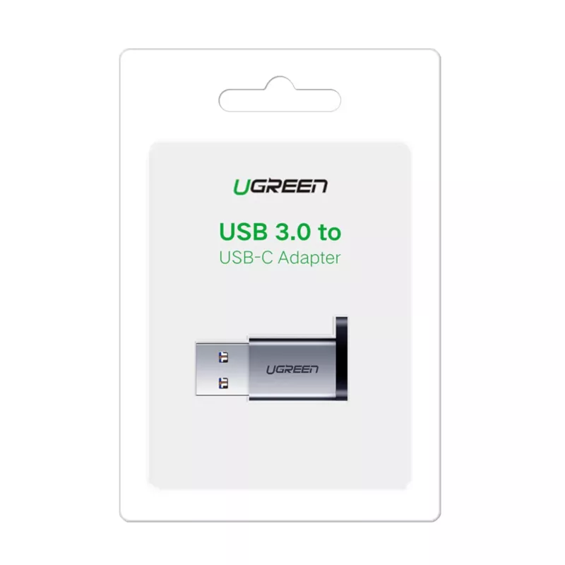 UGREEN USB 3.0 konektor samec na Type-C 3.1 konektor samica adaptér, prenos dát a nabíjanie, Space Gray