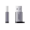 UGREEN USB 3.0 konektor samec na Type-C 3.1 konektor samica adaptér, prenos dát a nabíjanie, Space Gray