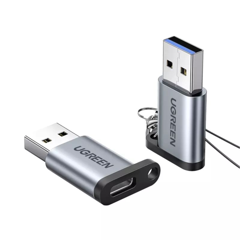 UGREEN USB 3.0 konektor samec na Type-C 3.1 konektor samica adaptér, prenos dát a nabíjanie, Space Gray