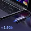 UGREEN USB-A 3.2 Gen 1 na 2.5G Ethernet adaptér, 2,5 Gbps RJ45 LAN, hliník, Space Gray, Plug & Play, Realtek RTL8156B, 10 cm kábel