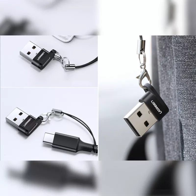 UGREEN USB-A konektor samec na USB-C konektor samica adaptér (čierna)