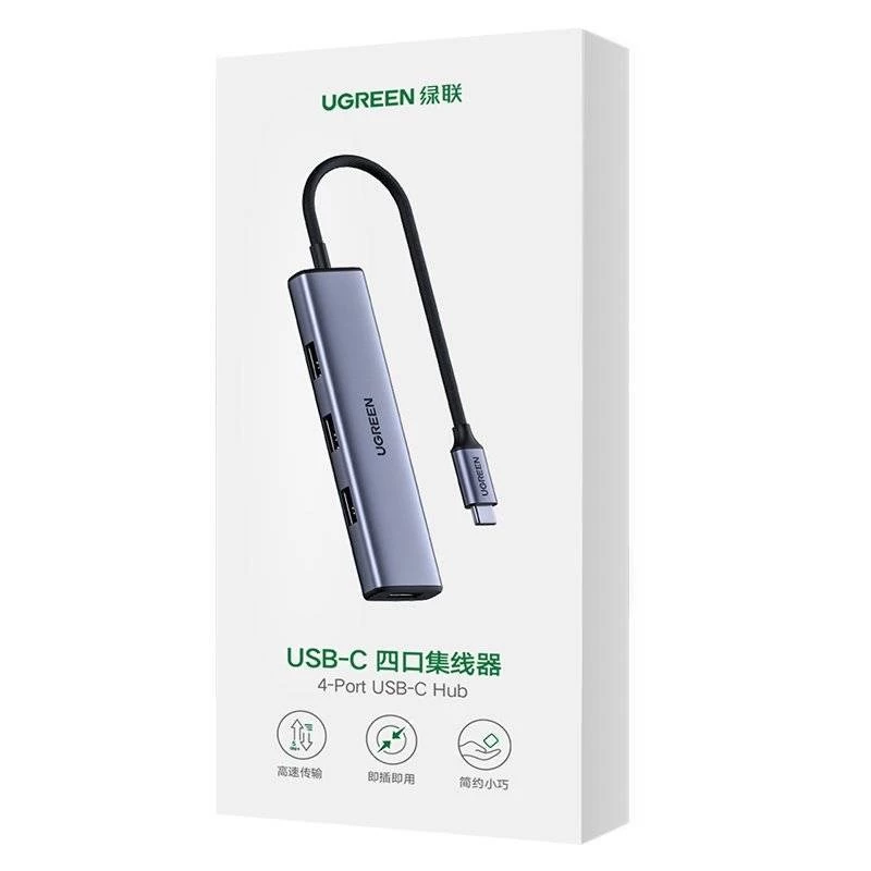 UGREEN USB-C hub 4-port USB 3.2 Gen 1 strieborný