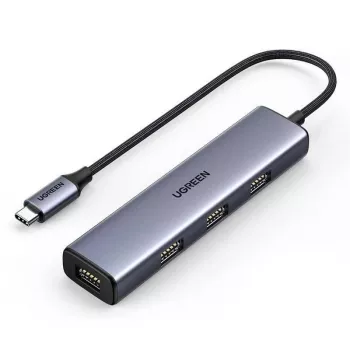 UGREEN USB-C hub 4-port USB 3.2 Gen 1 strieborný