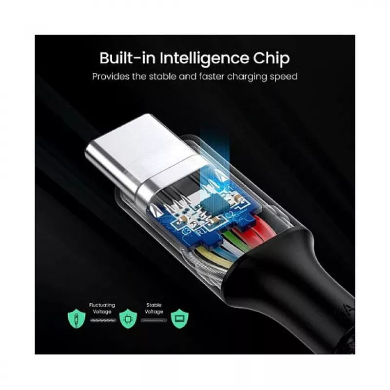 UGREEN USB-C na USB-C 100W pletený nylonový nabíjací kábel 2m čierny