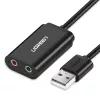 UGREEN USB na 3,5 mm externý stereo zvukový adaptér - čierna
