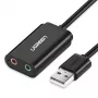 UGREEN USB na 3,5 mm externý stereo zvukový adaptér - čierna
