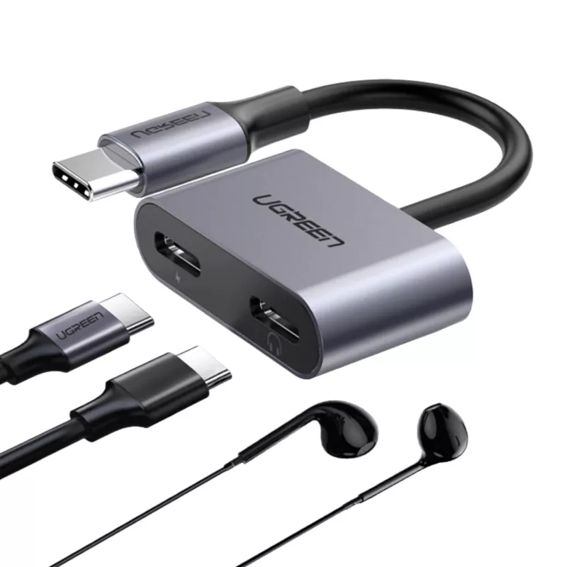 UGREEN USB Type-C duálny audio a nabíjací adaptér (15W PD, 2-in-1 splitter)