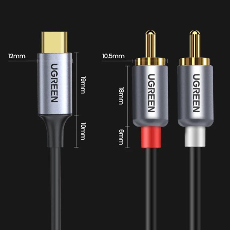 UGREEN USB Type-C na 2RCA audiokábel 1,5m sivý (20193 CM451)