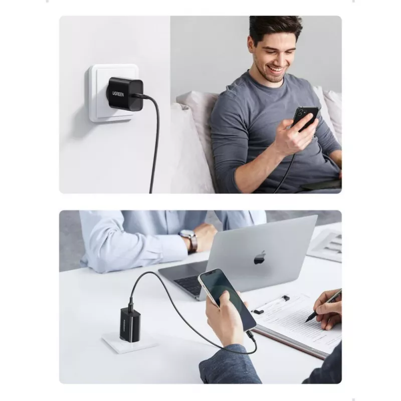 UGREEN USB nástenná nabíjačka Type-C 20W Power Delivery čierna (10191)