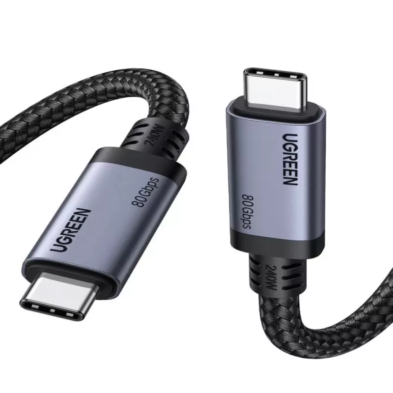 UGREEN USB4 USB-C na USB-C kábel 240W 40Gbps 16K@60Hz 80Gbps Thunderbolt 4 kompatibilný 1m nylonový pletený