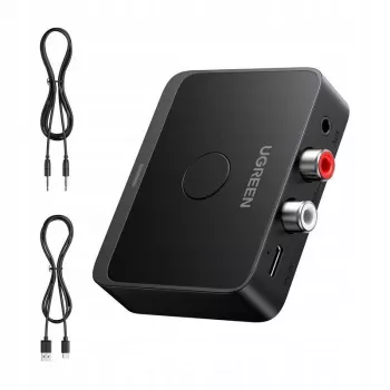 UGREEN 55545 Bluetooth 6.0 LDAC Hi-Res Audio prijímač s 3,5 mm AUX a 2x RCA výstupom, čierny