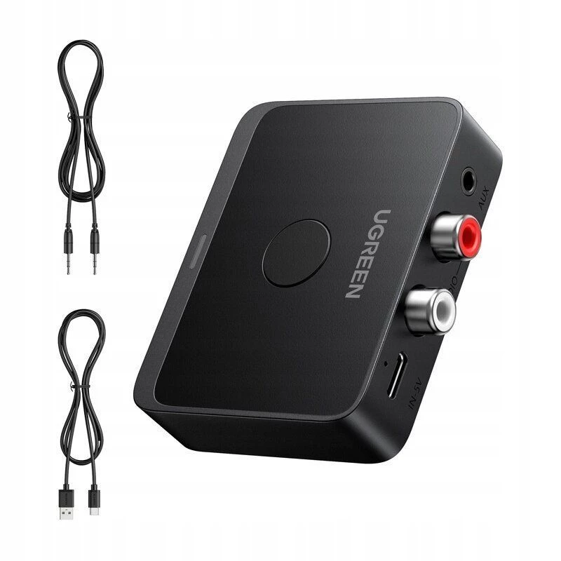 UGREEN 55545 Bluetooth 6.0 LDAC Hi-Res audio prijímač s výstupom 3,5 mm AUX a 2x RCA, čierny