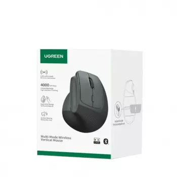 UGREEN bezdrôtová vertikálna myš, 2,4 GHz / Bluetooth 5.4, nastaviteľné DPI, čierna