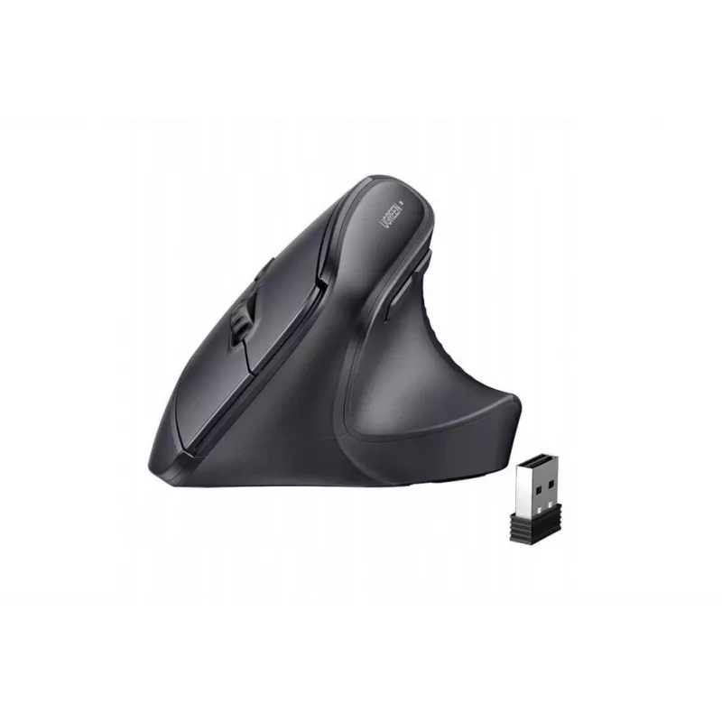 UGREEN bezdrôtová vertikálna myš, 2,4 GHz / Bluetooth 5.4, nastaviteľné DPI, čierna