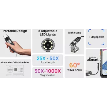 ULEFONE uSmart C01 digitálny mikroskop 50x-1000x 2MP USB-C