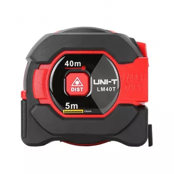 UNI-T LM-40T laserový diaľkomer 40m dosah, ±2mm presnosť, IP54, podsvietený LCD, plocha/objem/Pytagoras, 20 záznamov