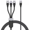 UNITEK 3-in-1 USB-A na Lightning, USB-C, Micro USB nylonový opletený nabíjací kábel 1,5 m čierny