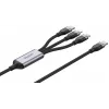 UNITEK 3-in-1 USB-A na Lightning, USB-C, Micro USB nylonový opletený nabíjací kábel 1,5 m čierny
