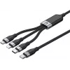 UNITEK 3-in-1 USB-A na Lightning, USB-C, Micro USB nylonový opletený nabíjací kábel 1,5 m čierny