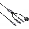 UNITEK 3-in-1 USB-C + Lightning + Apple Watch nabíjací kábel, 100W PD, 480 Mbps, 1,2 m, čierny