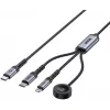 UNITEK 3-in-1 USB-C + Lightning + Apple Watch nabíjací kábel, 100W PD, 480 Mbps, 1,2 m, čierny