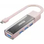 UNITEK obojsmerný USB-C/USB-A hub, 4-port, 5Gbps, ružový