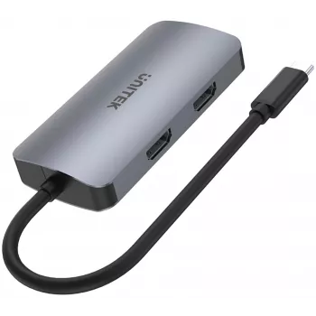 Unitek D1051A USB-C hub s 1x USB 3.0, VGA, 2x HDMI, Power Delivery a MST
