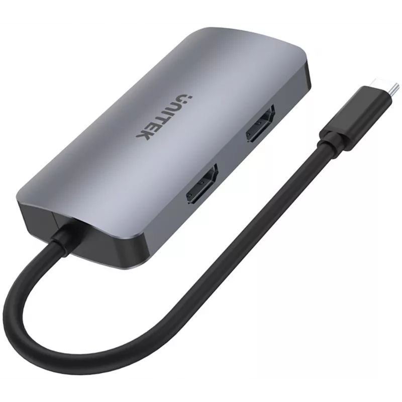 Unitek D1051A USB-C hub s 1x USB 3.0, VGA, 2x HDMI, Power Delivery a MST