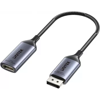 UNITEK DisplayPort 1.4 na HDMI 2.1 adaptér, 8K@60Hz, aktívny, hliník
