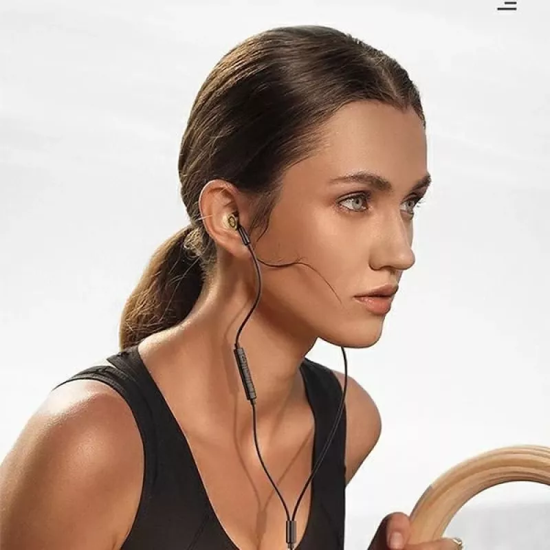 USAMS EP-43 kovové USB-C stereo slúchadlá s mikrofónom, čierne