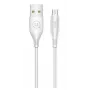 USAMS US-SJ268 U18 Flexi PVC univerzálny Micro USB na USB dátový a rýchlonabíjací 2A kábel s okrúhlym konektorom biely