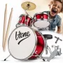 V-TONE VDJR 1 RD mini akustická bicie súprava 3-dielna červená junior sada so stoličkou a paličkami