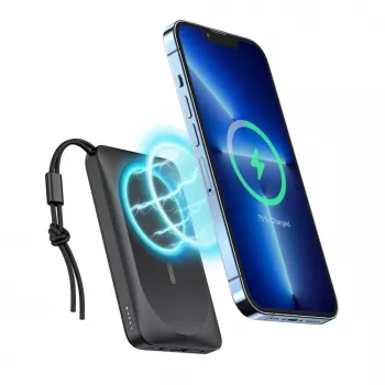 Veger MagOn power banka 10000 mAh biela - kompatibilná s MagSafe, PD QC3.0 20W bezdrôtové nabíjanie