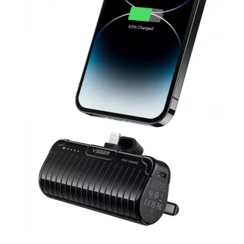 Veger PlugOn powerbanka (W0558P) 5000 mAh 20W PD QC3.0 s integrovaným Lightning konektorom čierna