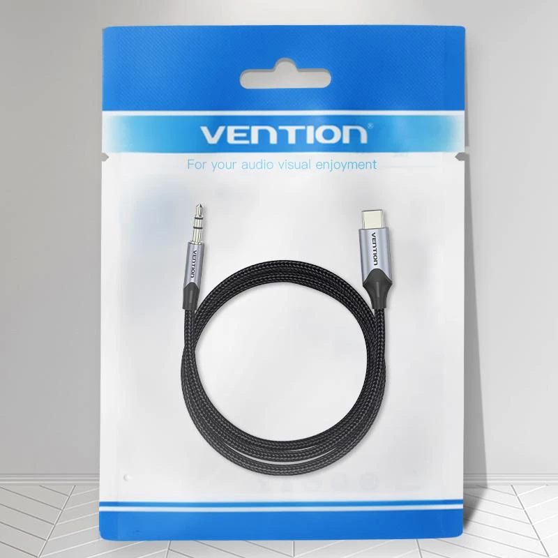 VENTION BGKHF USB-C na 3,5 mm audio adaptérový kábel 1 m čierny