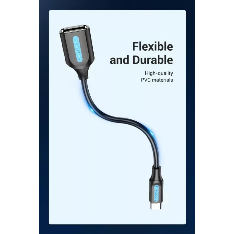 VENTION CCSBB USB 2.0 Type-C konektor samec na USB-A konektor samica adaptérový kábel 0,15m čierny