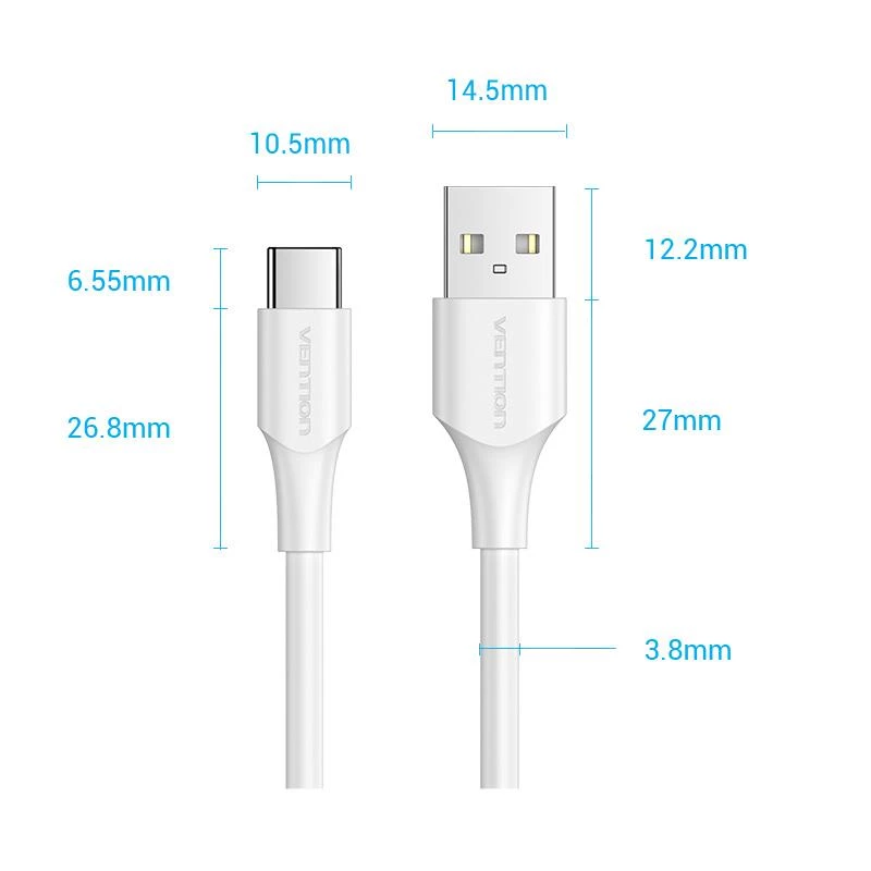 VENTION CTHWH USB-C na USB 2.0 kábel 2m biely