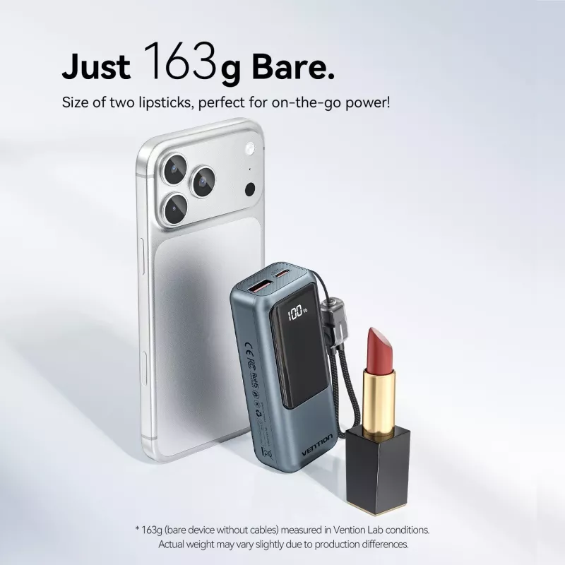 VENTION FKOH0 10000 mAh 22.5 W bezdrôtová power banka s USB-C PD & QC - čierna