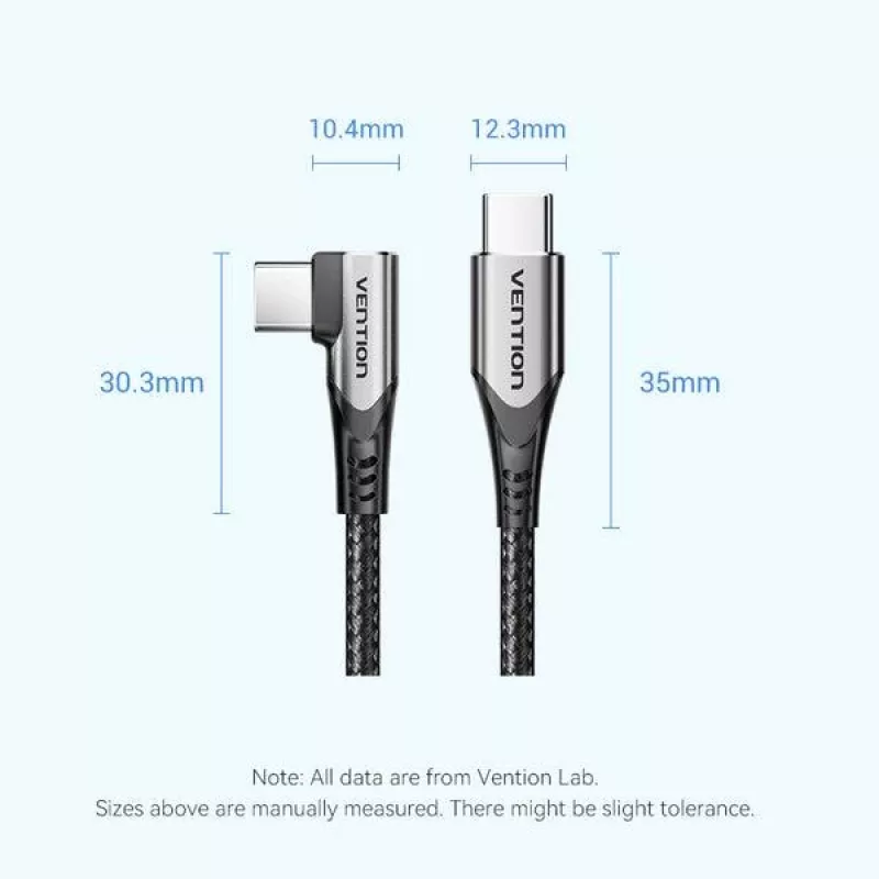 VENTION TRAHF USB-C na USB-C kábel 1m sivý 10Gbps 100W PD 4K video