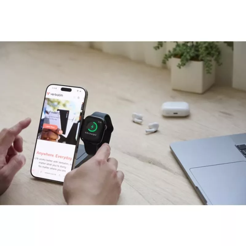 Verbatim Charge 'n' Go Qi2 power banka 10000 mAh, magnetické uchytenie, sivá