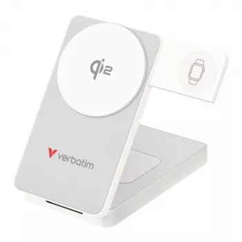 Verbatim skladacia 3-in-1 magnetická bezdrôtová powerbanka 10000 mAh, biela, 32296