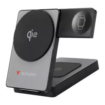 Verbatim skladacia magnetická 3-in-1 bezdrôtová powerbank 5000 mAh, sivá, 32294